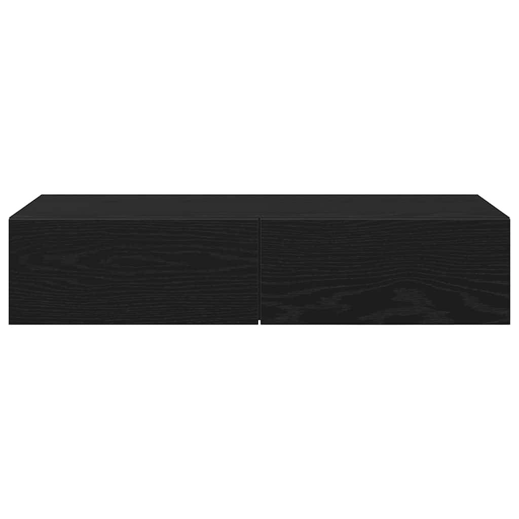 vidaXL Wandregal mit Schubladen Schwarz 80x33x17 cm Holzwerkstoff