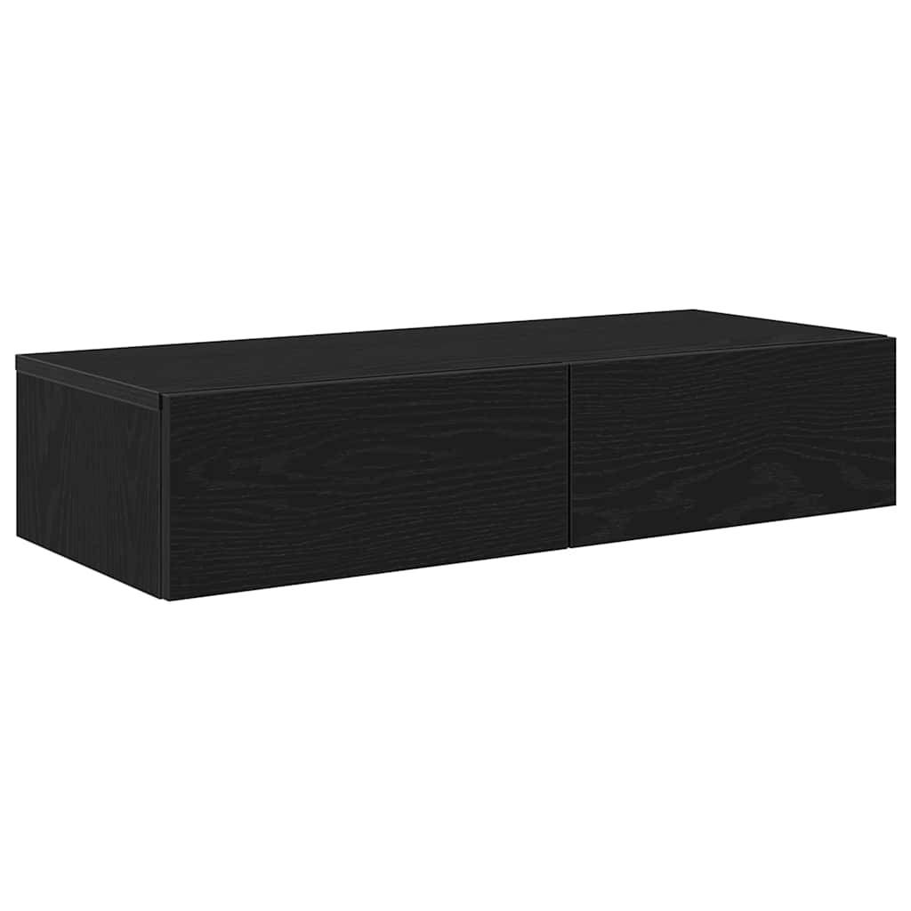 vidaXL Wandregal mit Schubladen Schwarz 80x33x17 cm Holzwerkstoff