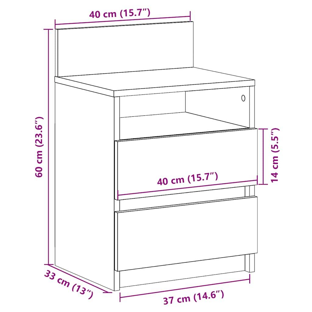 vidaXL Nachttische 2 Stk. mit 2 Schubladen Altholz-Optik 40x33x60 cm