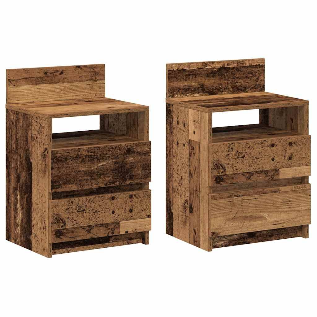 vidaXL Nachttische 2 Stk. mit 2 Schubladen Altholz-Optik 40x33x60 cm
