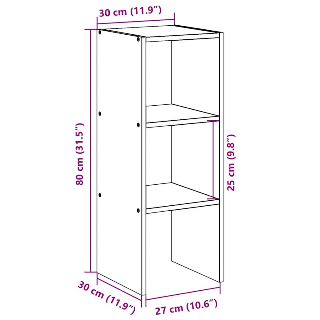 vidaXL Bücherregal Stapelbar Schwarz Eichen-Optik 30x30x80 cm