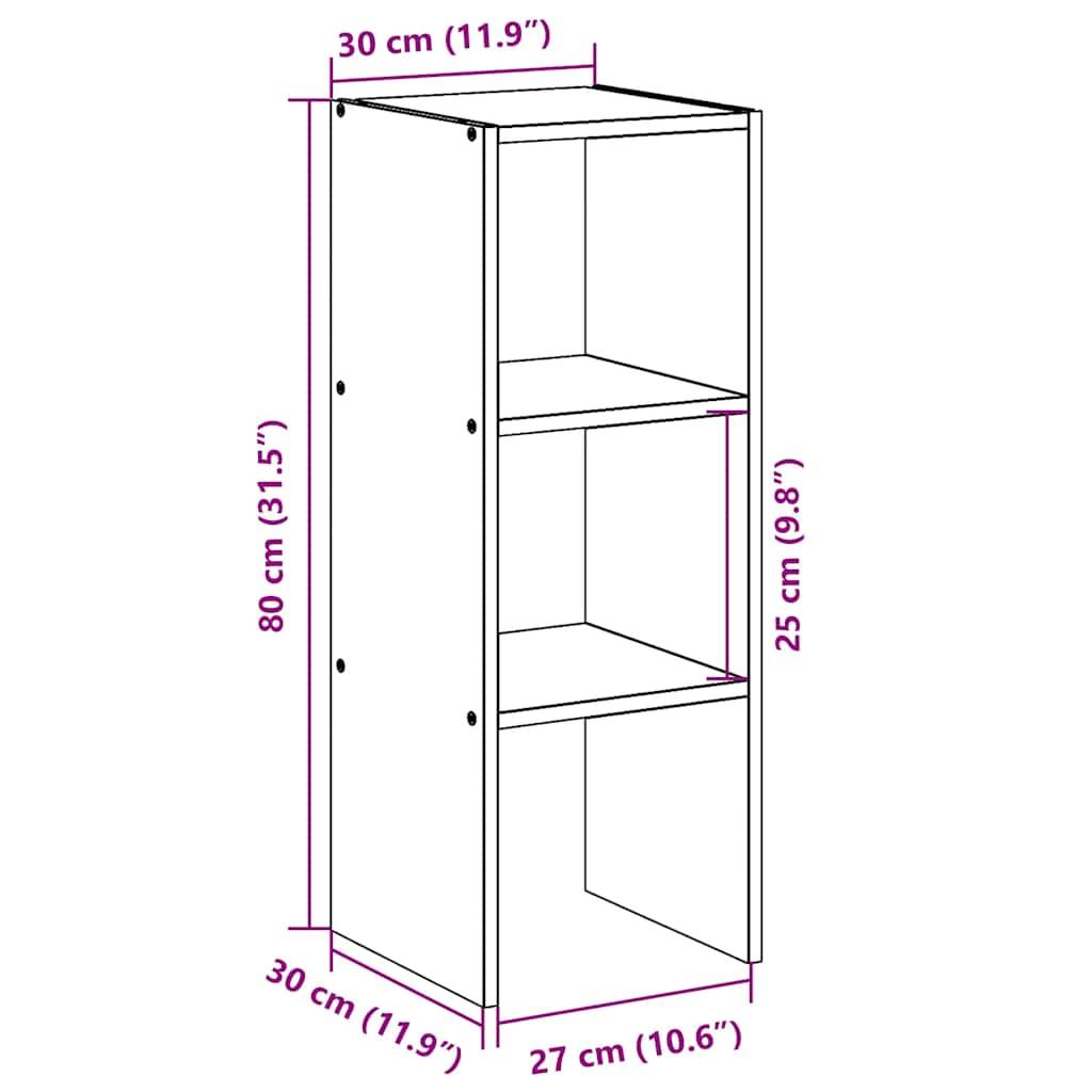 vidaXL Bücherregal Stapelbar Räuchereiche 30x30x80 cm Holzwerkstoff