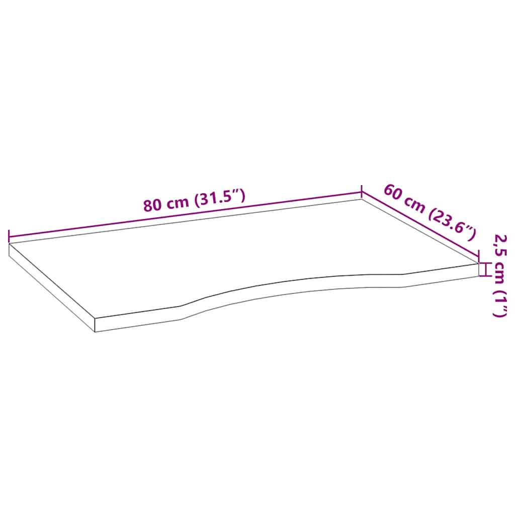 vidaXL Schreibtischplatte Dunkelbraun 80x60x2,5 cm Massivholz Eiche