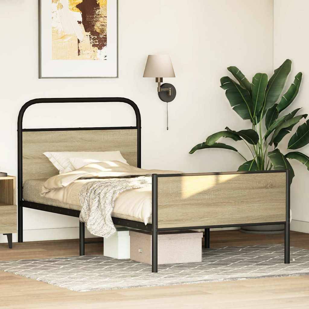 vidaXL Bettgestell ohne Matratze 80x200 cm Sonoma-Eiche Holzwerkstoff