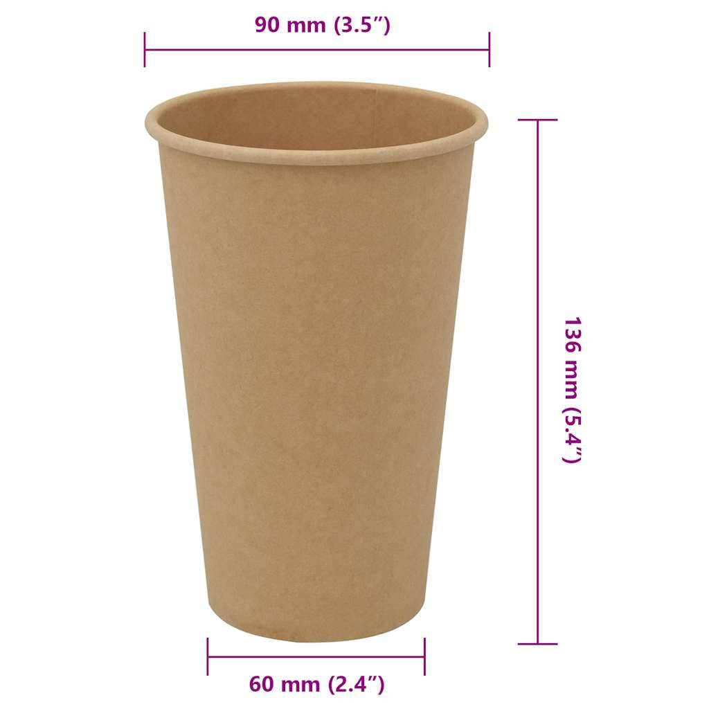 vidaXL Pappbecher 1000 Stk. 16oz 400ml Braun