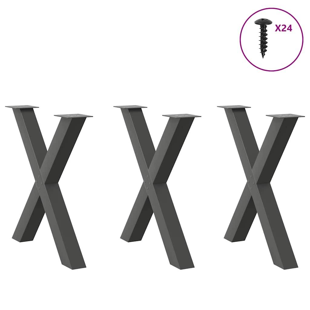 vidaXL Esstischbeine X-Form 3 Stk. Anthrazit 70x(72-73) cm Stahl