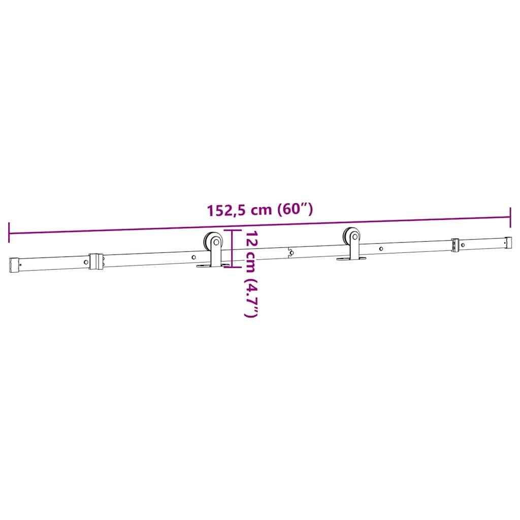 vidaXL Schiebetürbeschlag-Set 152,5 cm Stahl Schwarz