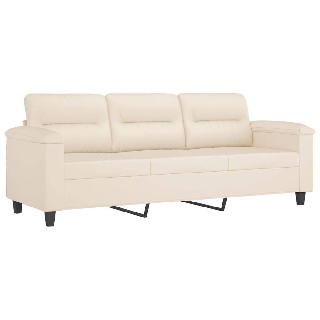 vidaXL 3-tlg. Sofagarnitur mit Kissen Beige Mikrofasergewebe