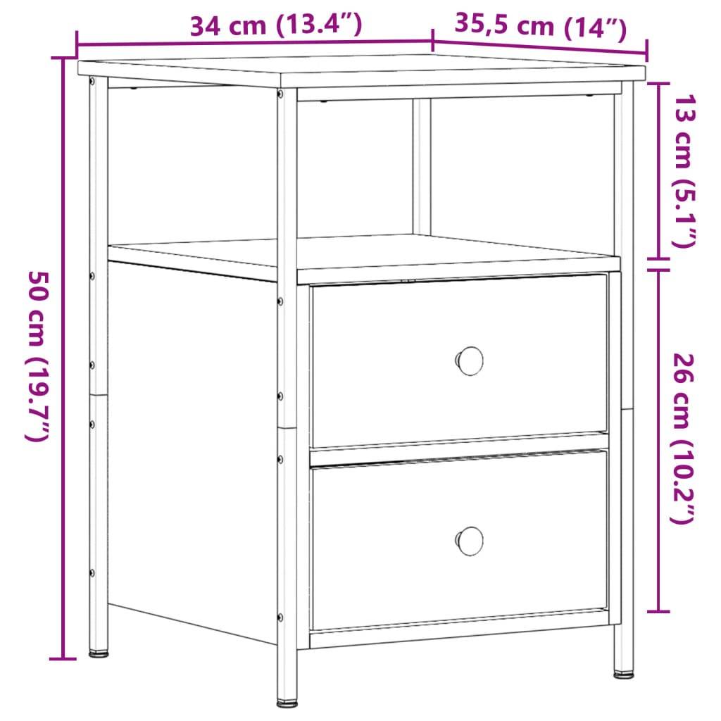 vidaXL Nachttische 2 Stk. Altholz-Optik 34x35,5x50 cm Holzwerkstoff