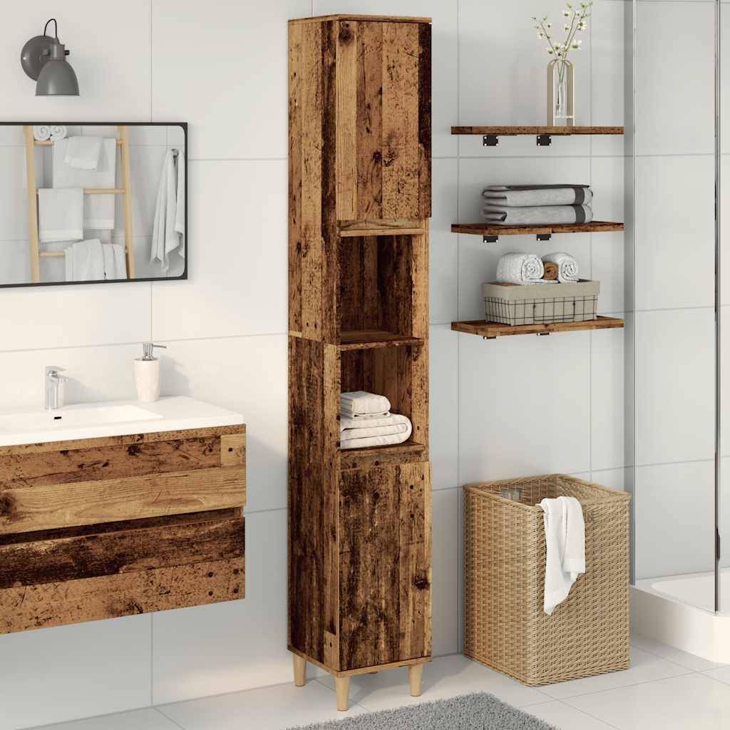vidaXL Badschrank Altholz-Optik 30x30x190 cm Holzwerkstoff