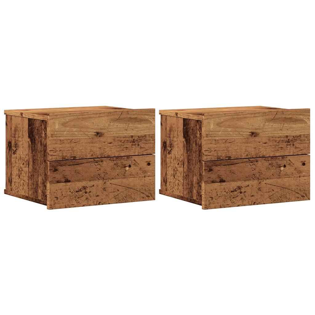 vidaXL Wand-Nachttische 2 Stk. Altholz-Optik 40x32x30 cm