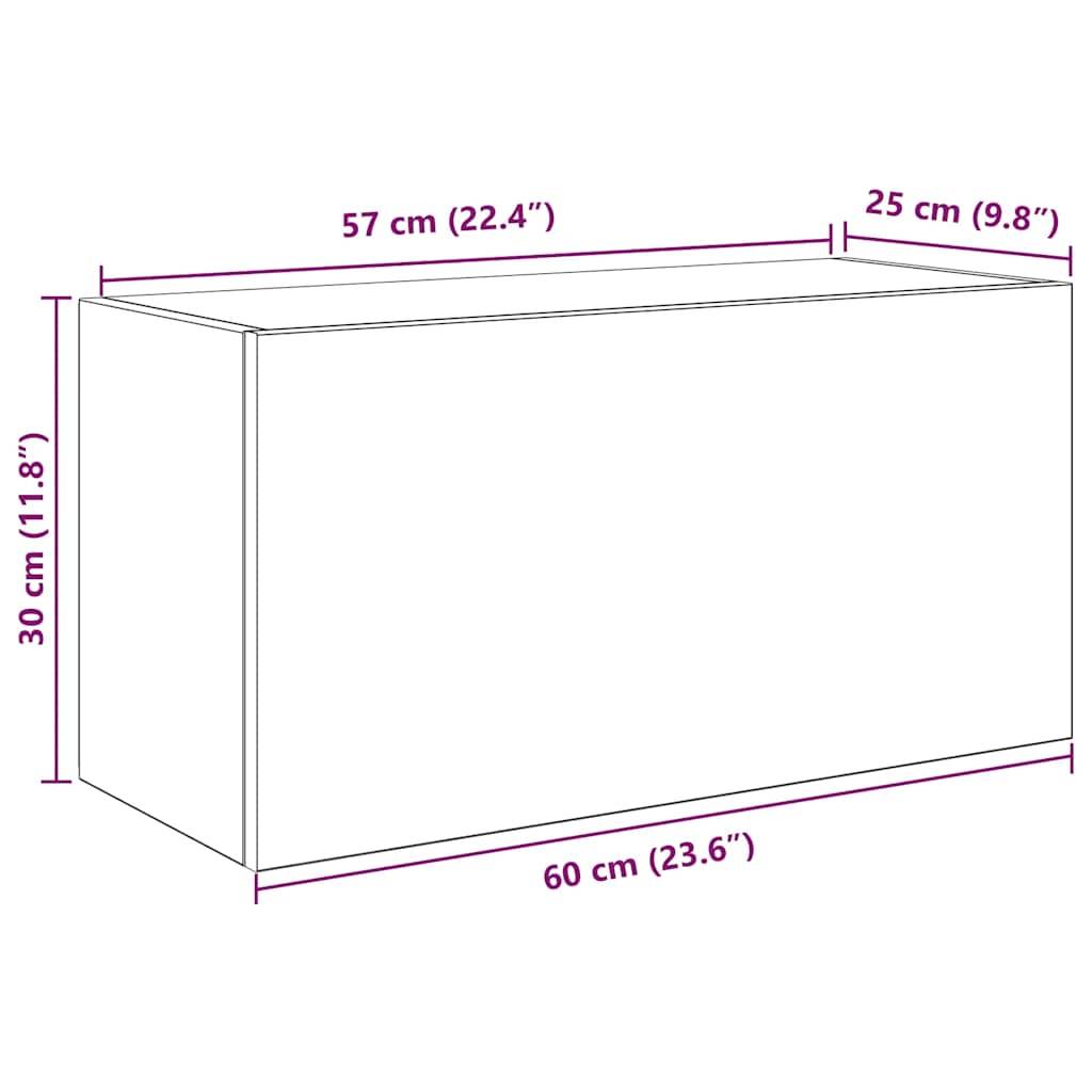 vidaXL Bad-Wandschrank Grau Sonoma 60x25x30 cm Holzwerkstoff