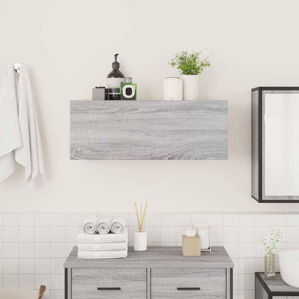 vidaXL Bad-Wandschrank Grau Sonoma 80x25x30 cm Holzwerkstoff