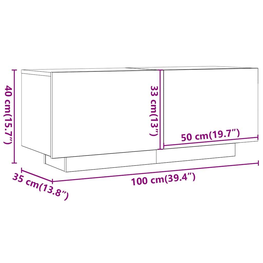 vidaXL TV-Schrank Räuchereiche 100x35x40 cm Holzwerkstoff