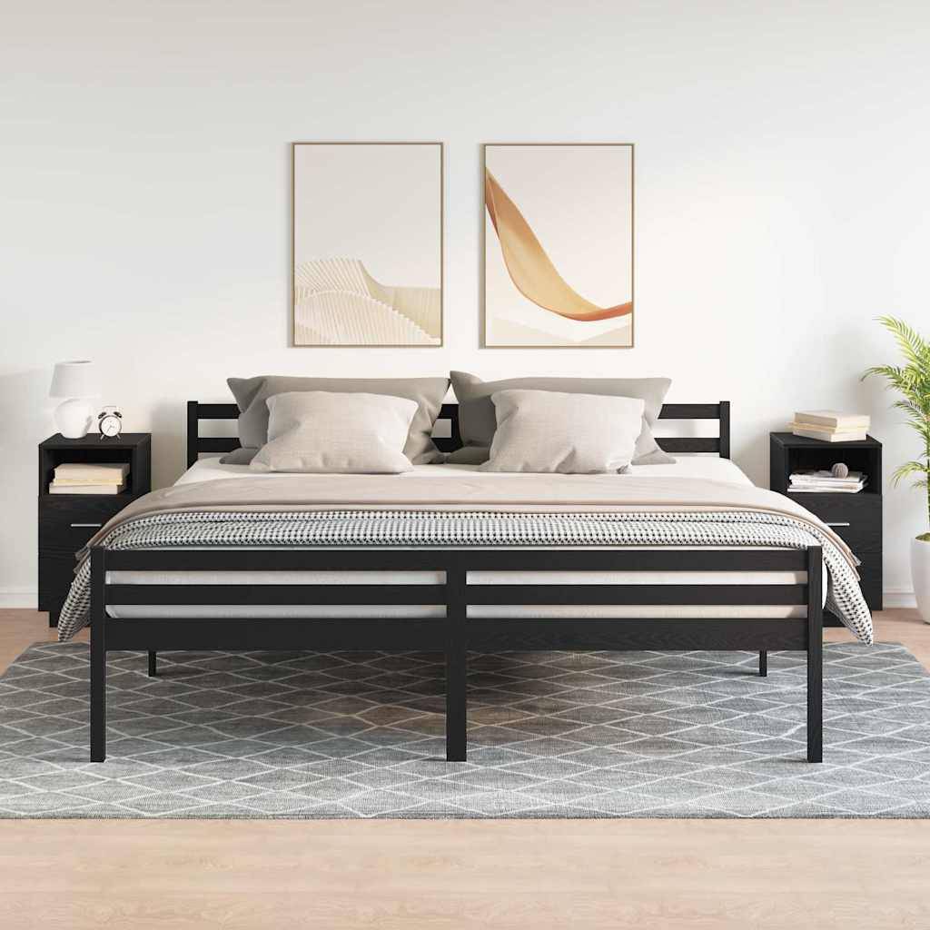 vidaXL Nachttische 2 Stk. mit 2 Schubladen Schwarz 36x36x68 cm