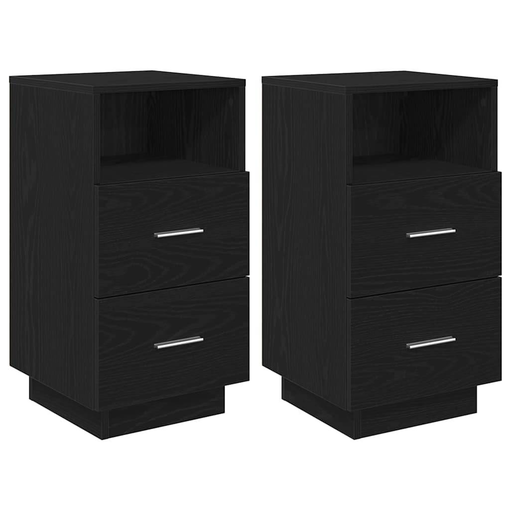 vidaXL Nachttische 2 Stk. mit 2 Schubladen Schwarz 36x36x68 cm