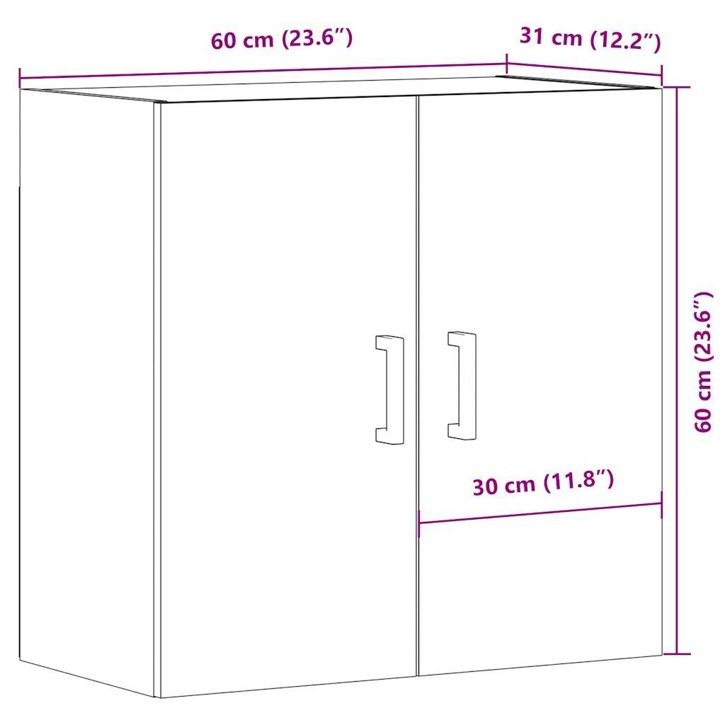 vidaXL Wandschrank Artisan-Eiche 60x31x60 cm Holzwerkstoff
