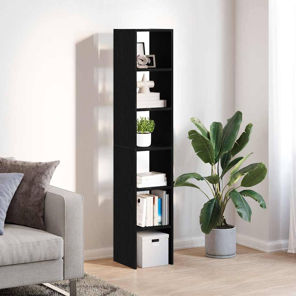 vidaXL Bücherregale 2 Stk. Stapelbar Schwarz Eichen-Optik 30x30x80 cm