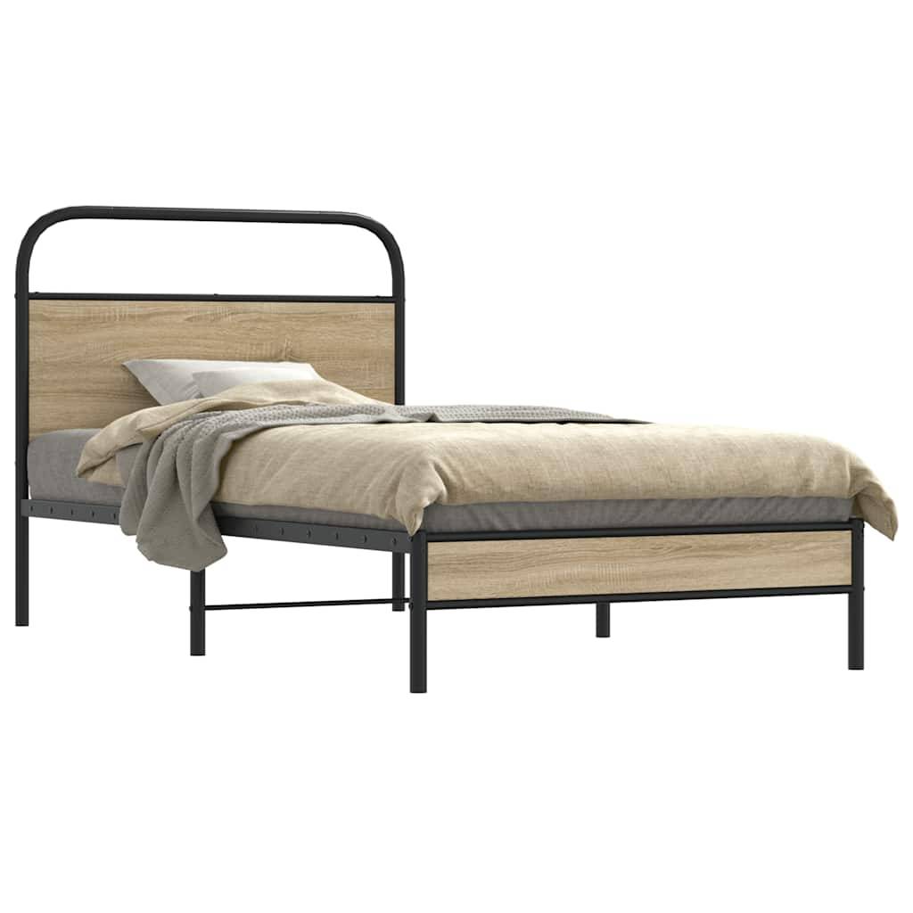 vidaXL Bettgestell ohne Matratze 100x200 cm Räuchereiche Holzwerkstoff