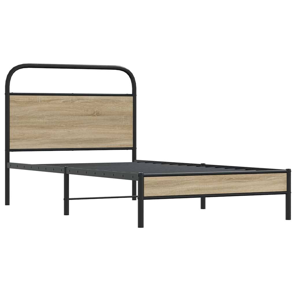 vidaXL Bettgestell ohne Matratze 100x200 cm Räuchereiche Holzwerkstoff