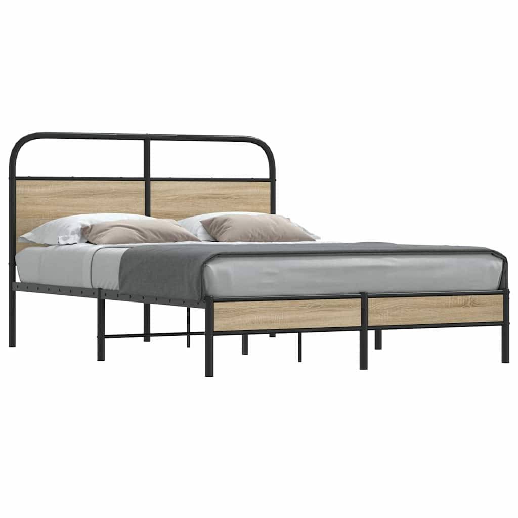 vidaXL Bettgestell ohne Matratze 120x190 cm Räuchereiche Holzwerkstoff