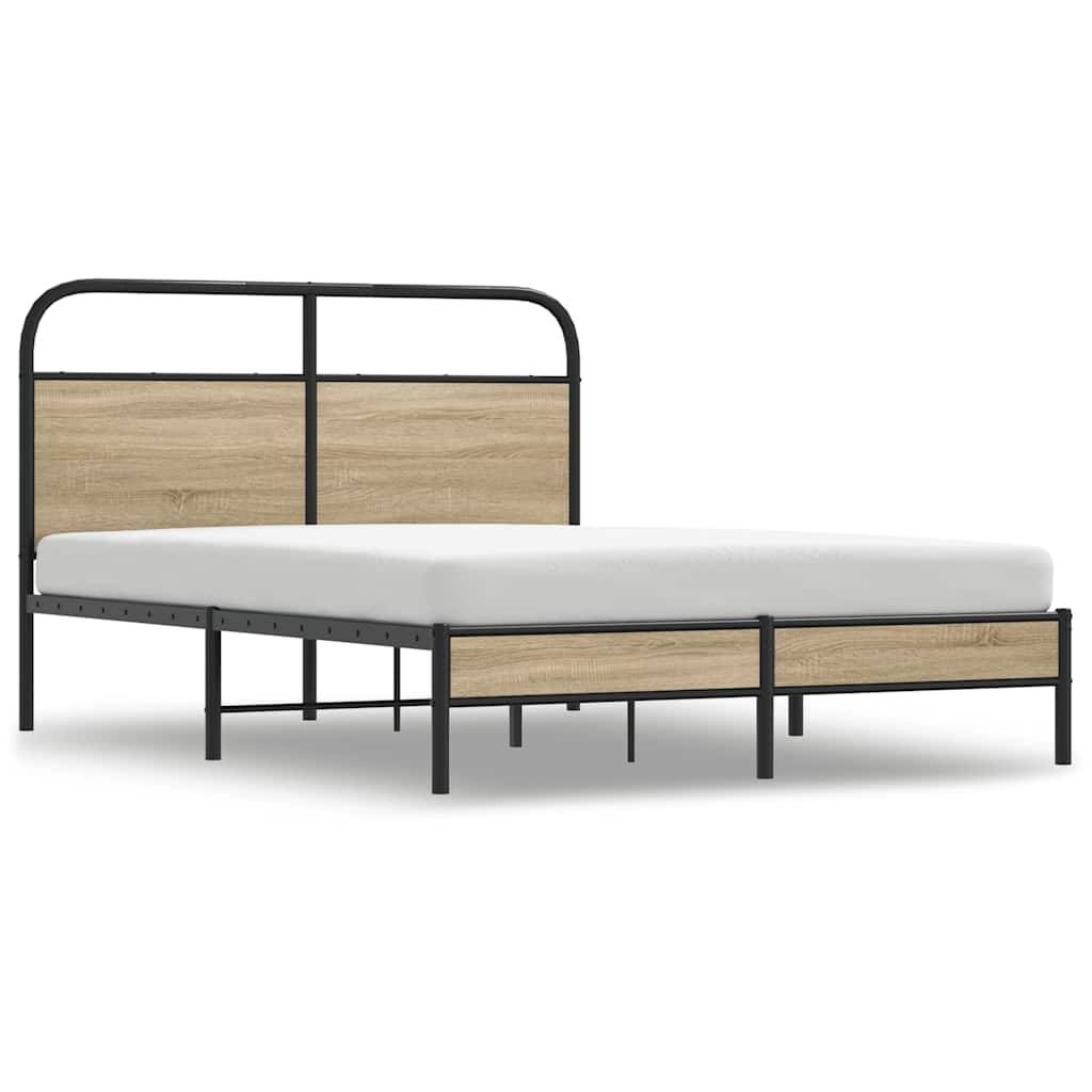 vidaXL Bettgestell ohne Matratze 120x190 cm Räuchereiche Holzwerkstoff