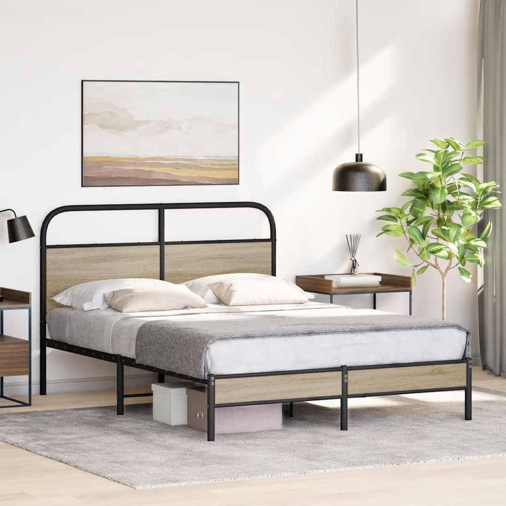 vidaXL Bettgestell ohne Matratze 120x190 cm Räuchereiche Holzwerkstoff