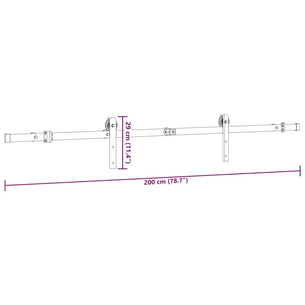 vidaXL Schiebetürbeschlag-Set 200 cm Stahl Schwarz
