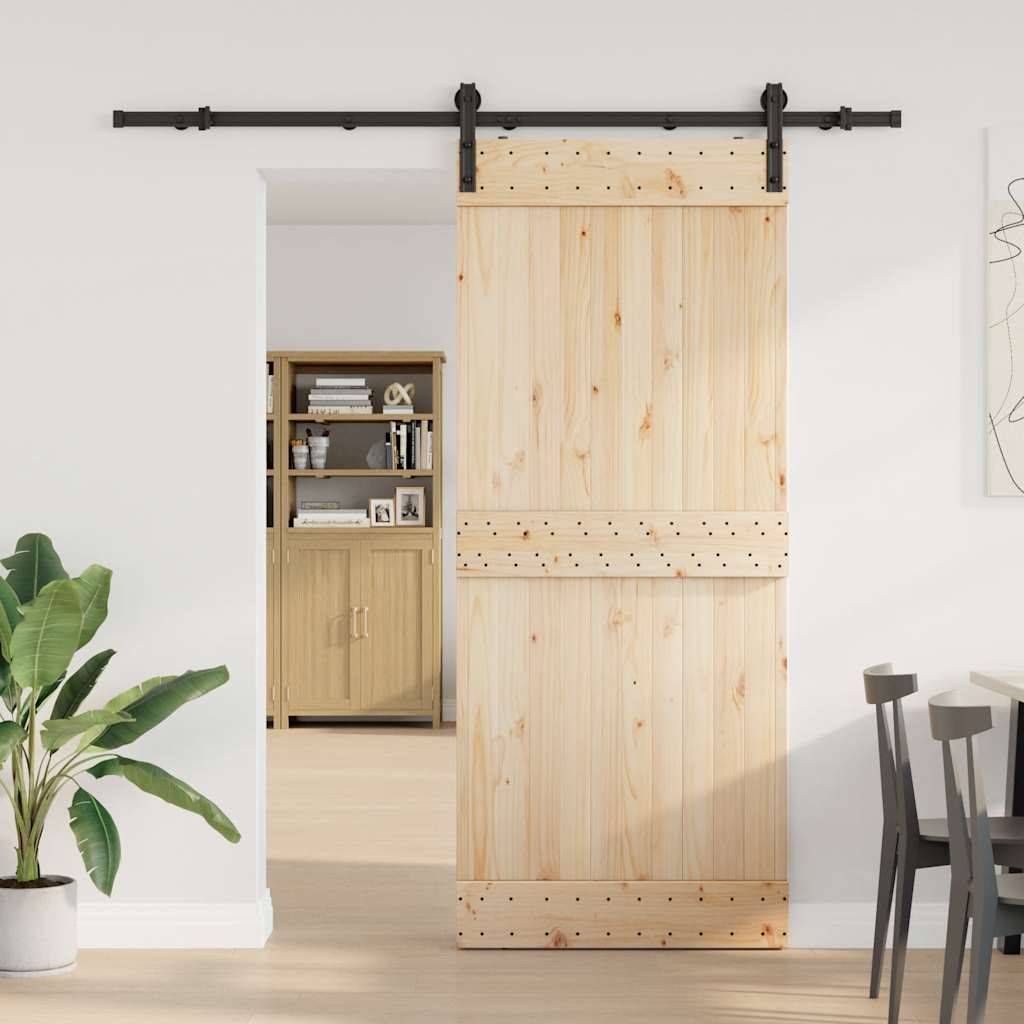 vidaXL Schiebetürbeschlag-Set 200 cm Stahl Schwarz