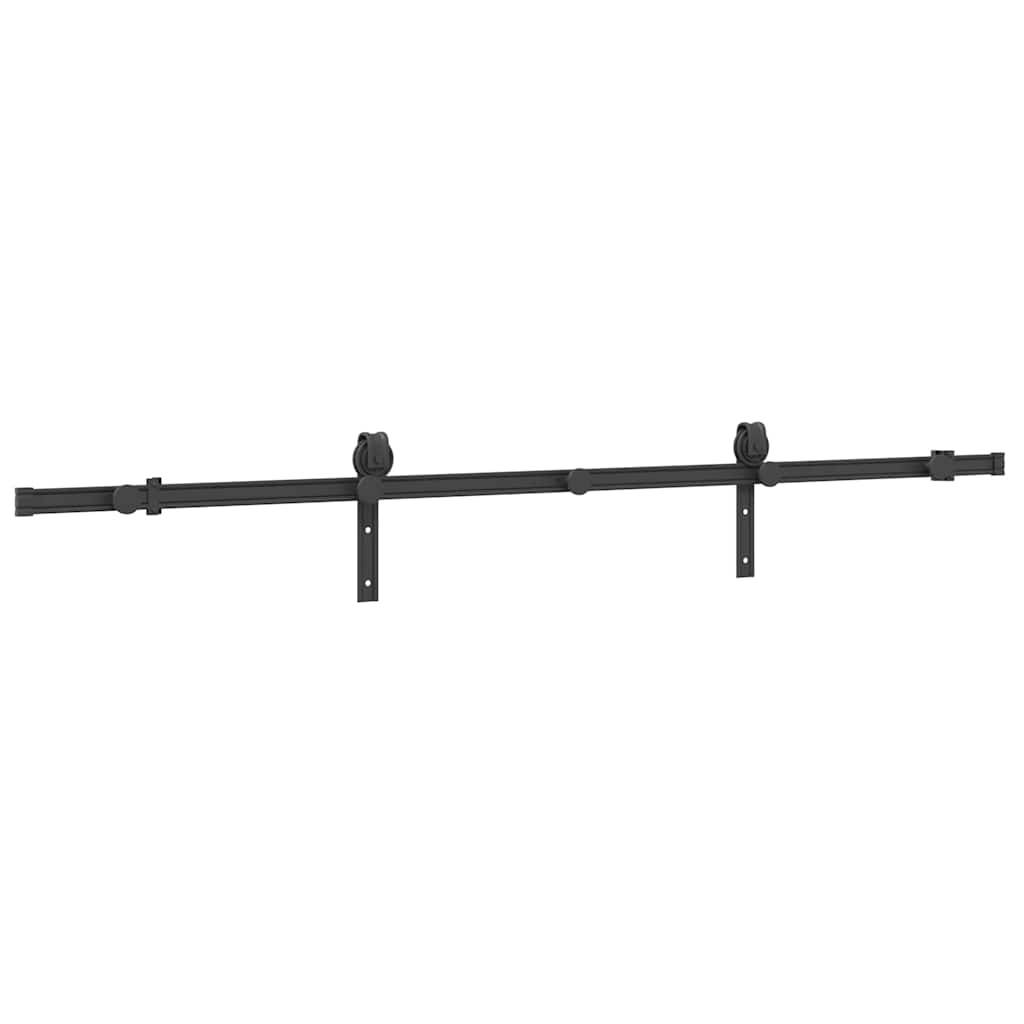 vidaXL Schiebetürbeschlag-Set 200 cm Stahl Schwarz