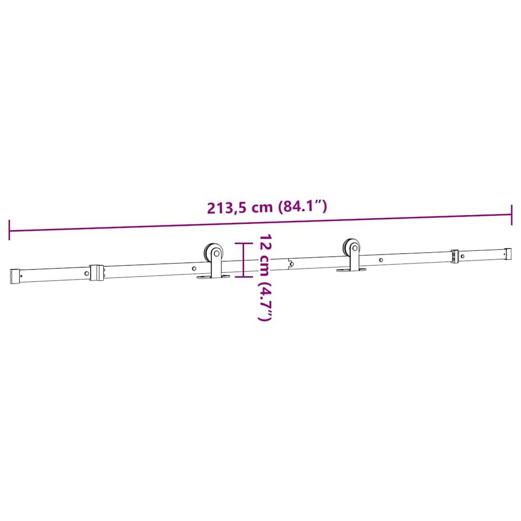 vidaXL Schiebetürbeschlag-Set 213,5 cm Stahl Schwarz