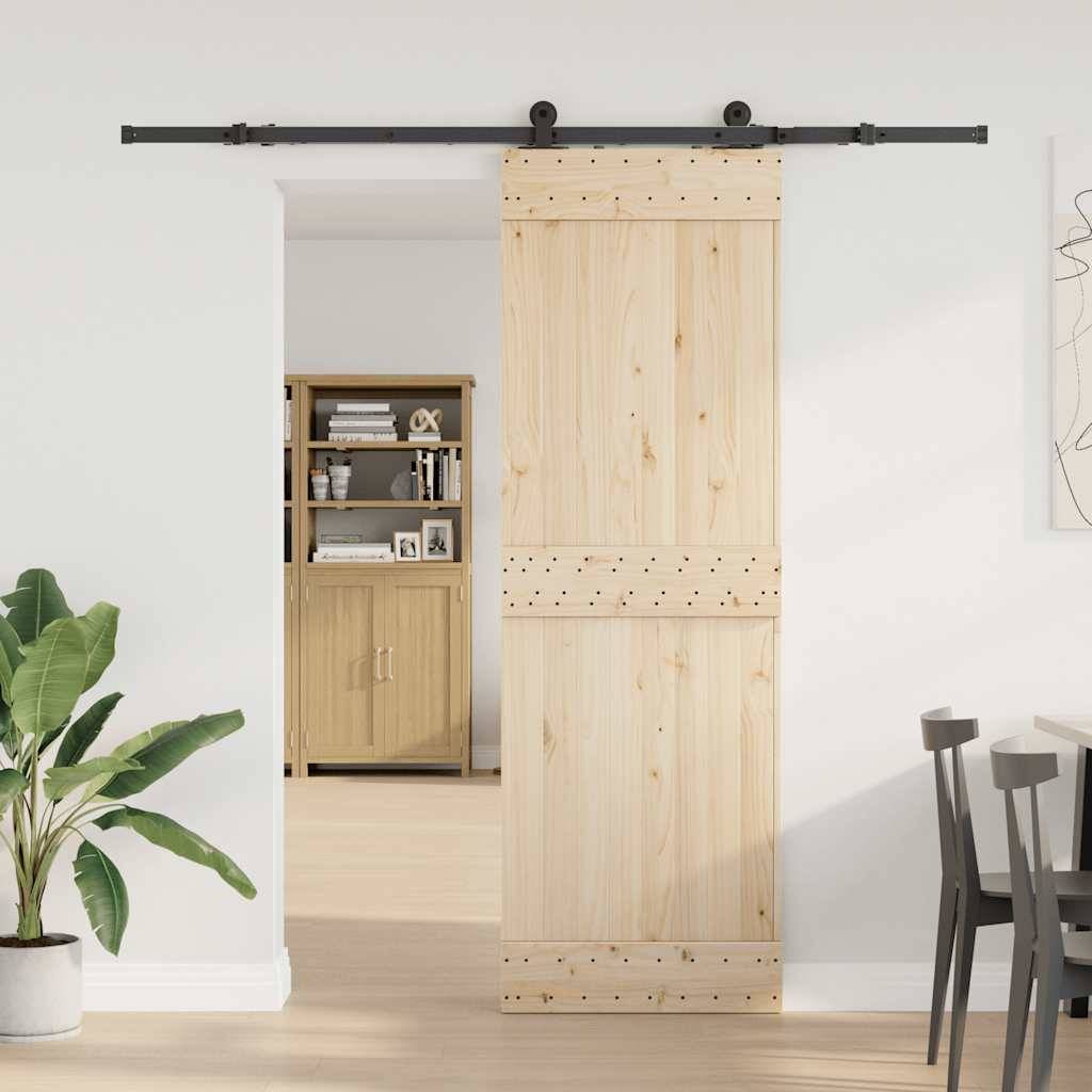 vidaXL Schiebetürbeschlag-Set 213,5 cm Stahl Schwarz
