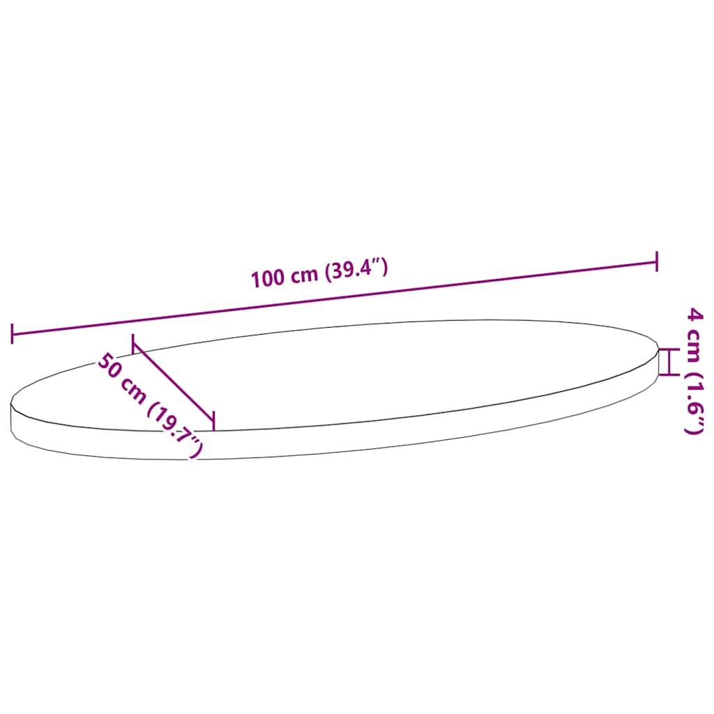vidaXL Tischplatte 100x50x4 cm Massivholz Eiche Oval