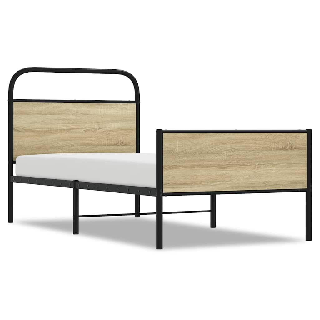 vidaXL Bettgestell ohne Matratze 80x200 cm Sonoma-Eiche Holzwerkstoff
