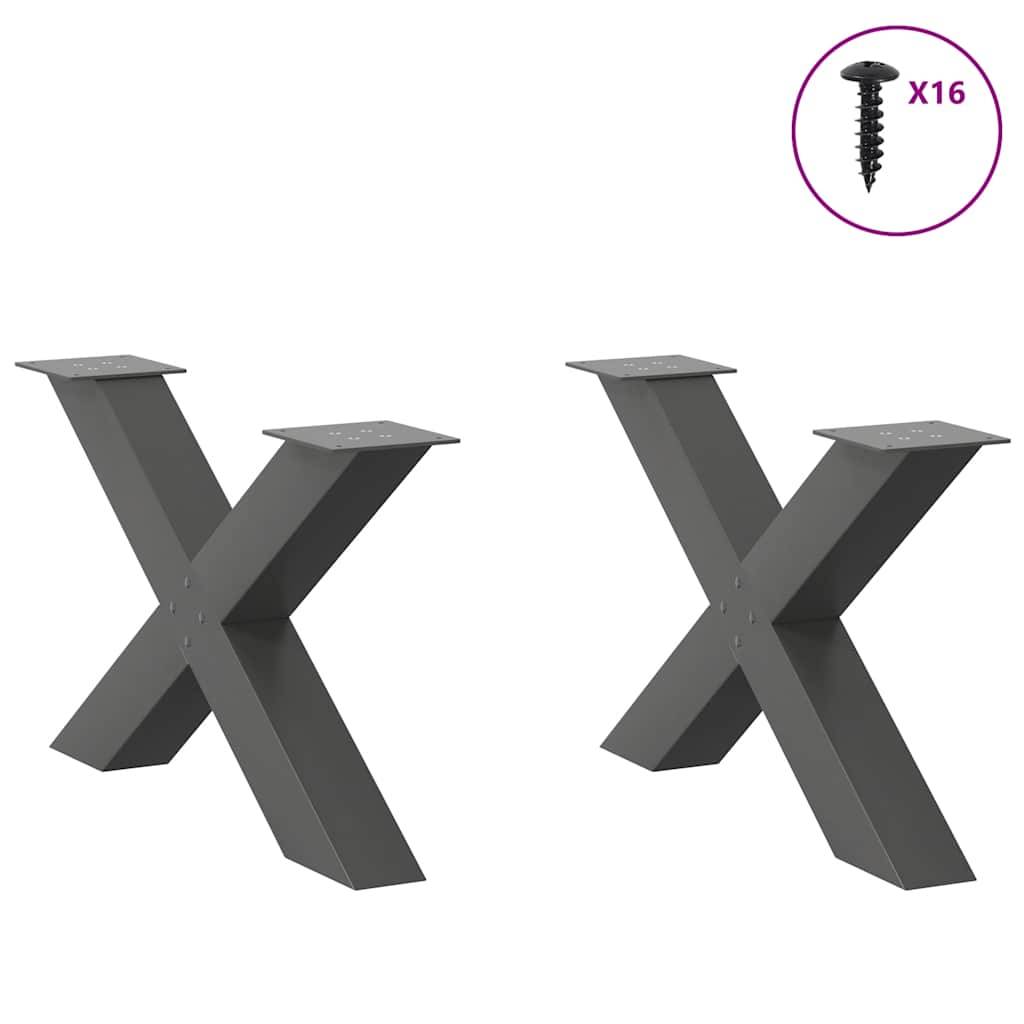 vidaXL Couchtischbeine X-Form 2 Stk. Anthrazit 70x(42-43) cm Stahl