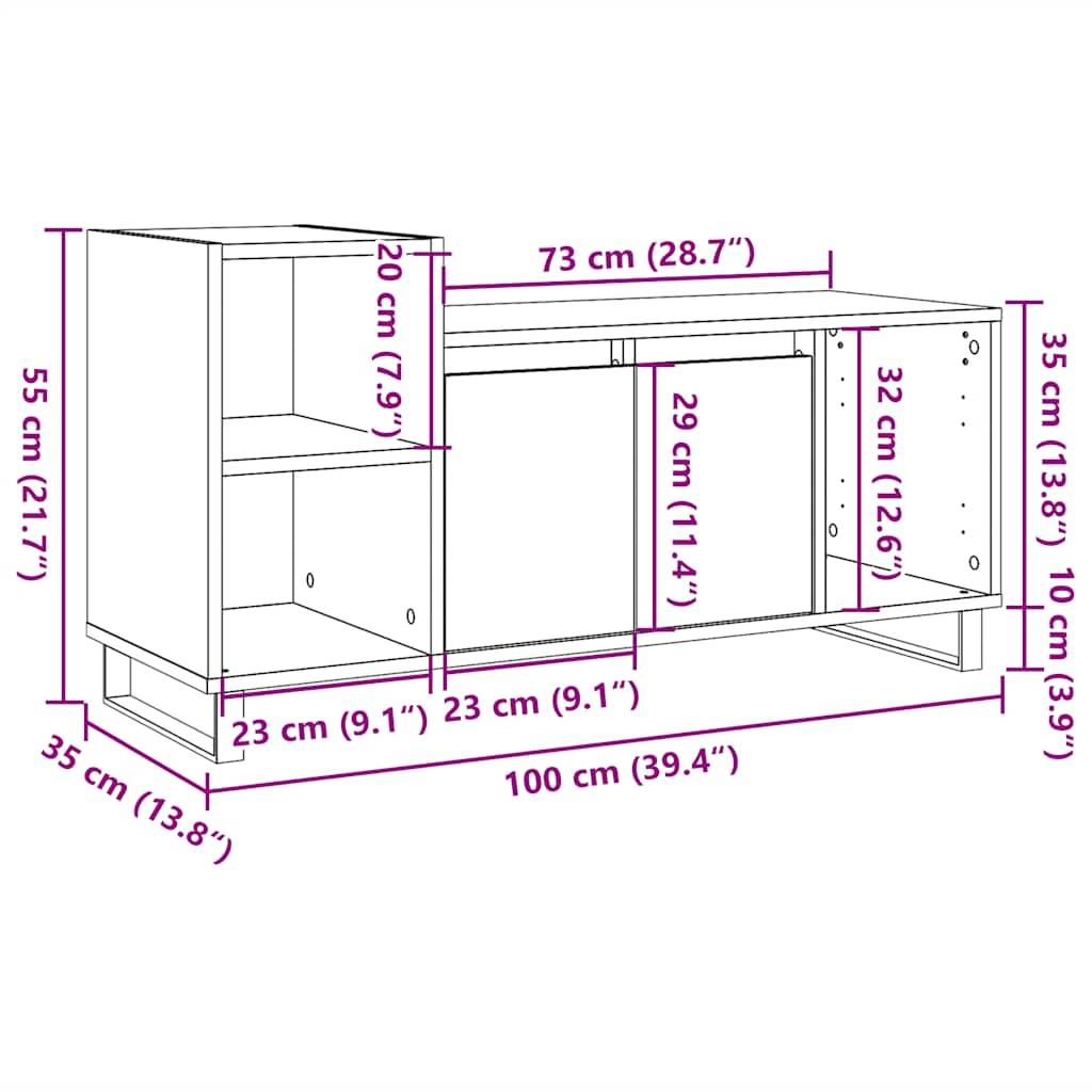 vidaXL TV-Schrank Altholz-Optik 100x35x55 cm Holzwerkstoff