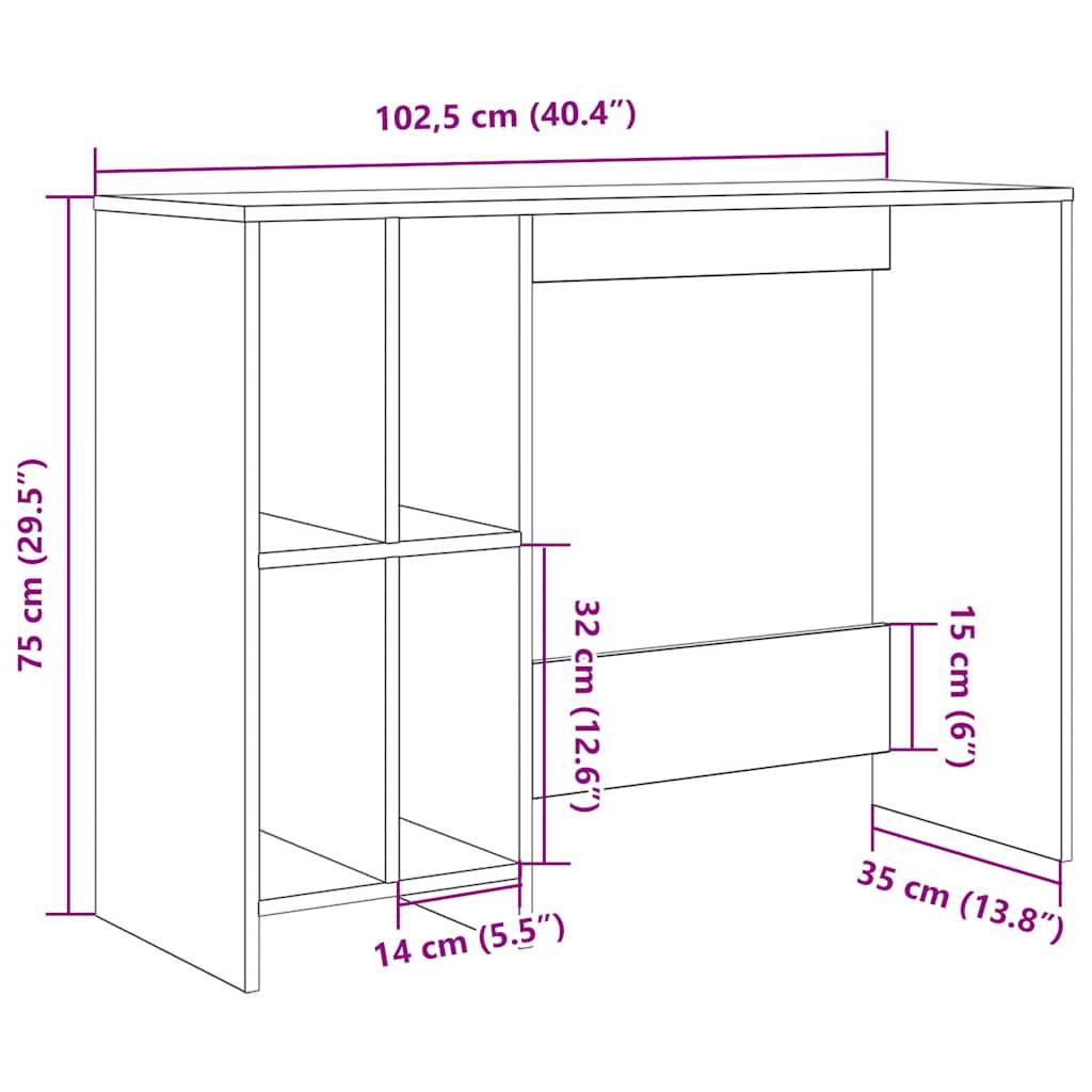 vidaXL Schreibtisch Altholz-Optik 102,5x35x75 cm Holzwerkstoff
