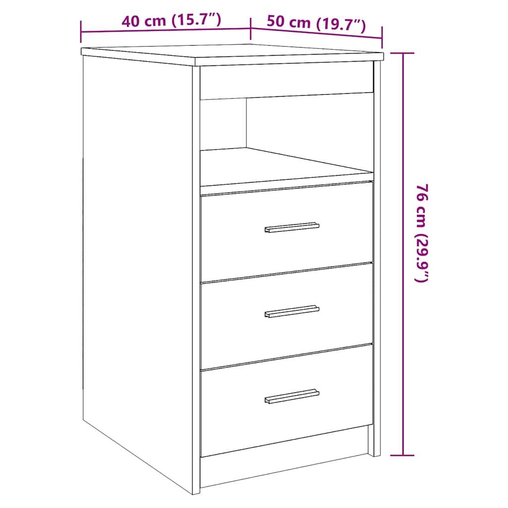 vidaXL Schubladenschrank Artisan-Eiche 40x50x76 cm Holzwerkstoff