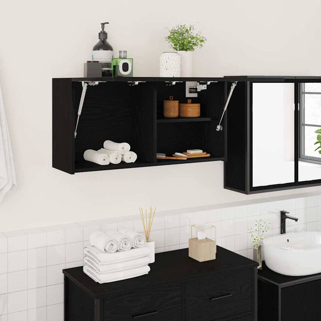 vidaXL Bad-Wandschrank Schwarz 80x25x40 cm Holzwerkstoff
