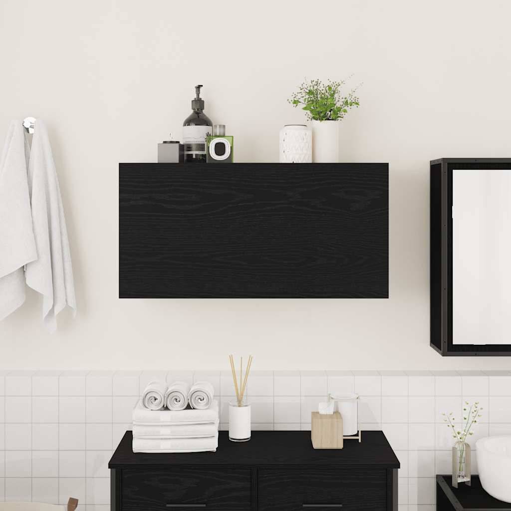 vidaXL Bad-Wandschrank Schwarz 80x25x40 cm Holzwerkstoff