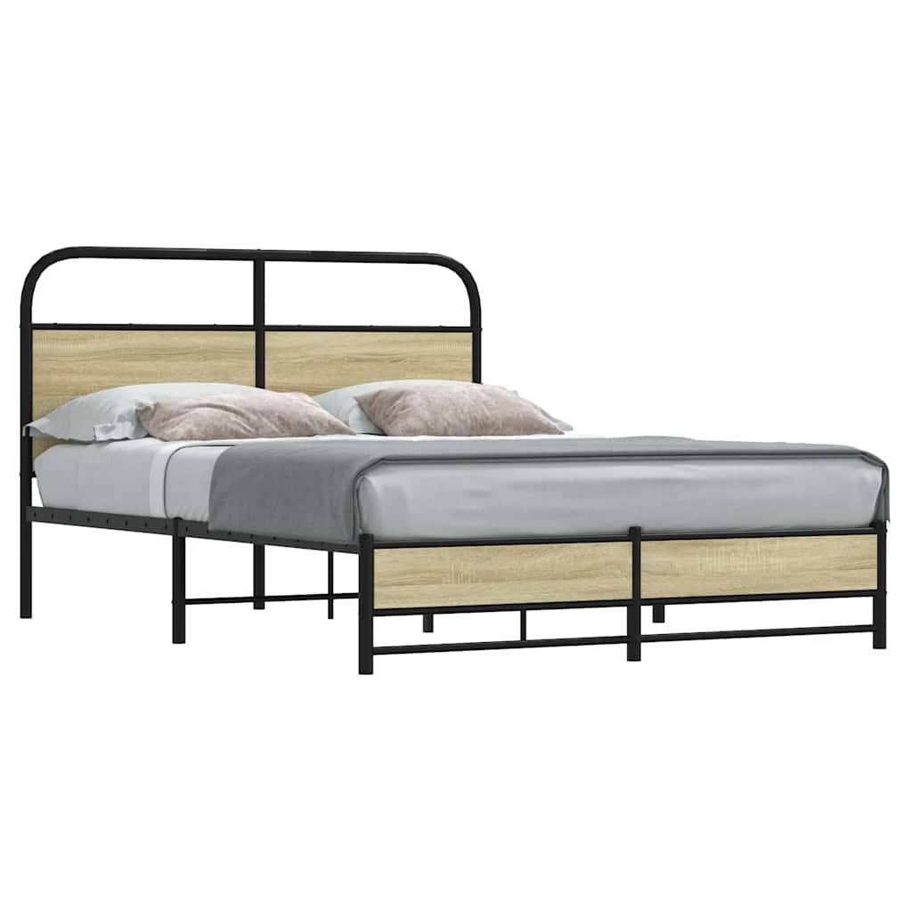 vidaXL Bettgestell ohne Matratze 135x190 cm Sonoma-Eiche Holzwerkstoff