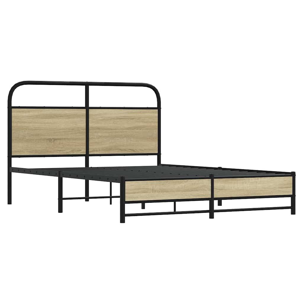 vidaXL Bettgestell ohne Matratze 135x190 cm Sonoma-Eiche Holzwerkstoff