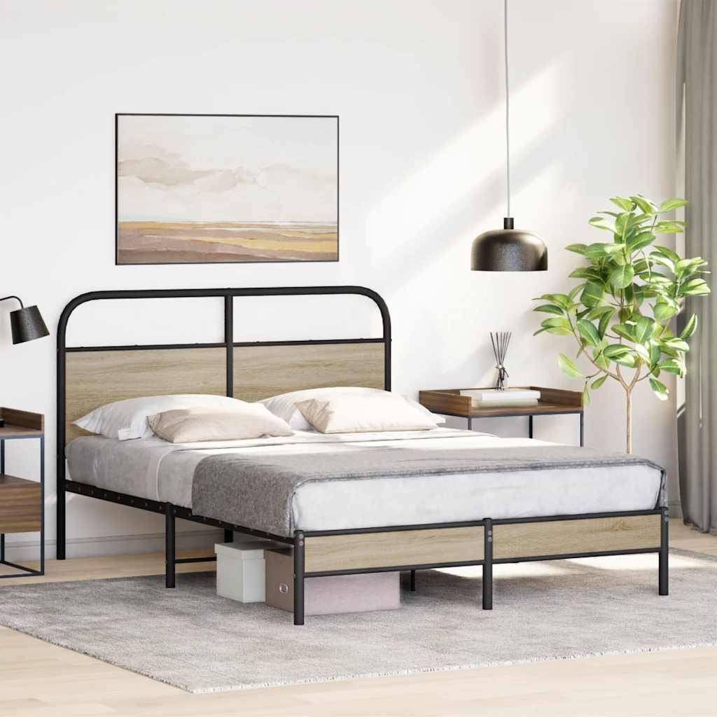vidaXL Bettgestell ohne Matratze 140x200 cm Räuchereiche Holzwerkstoff