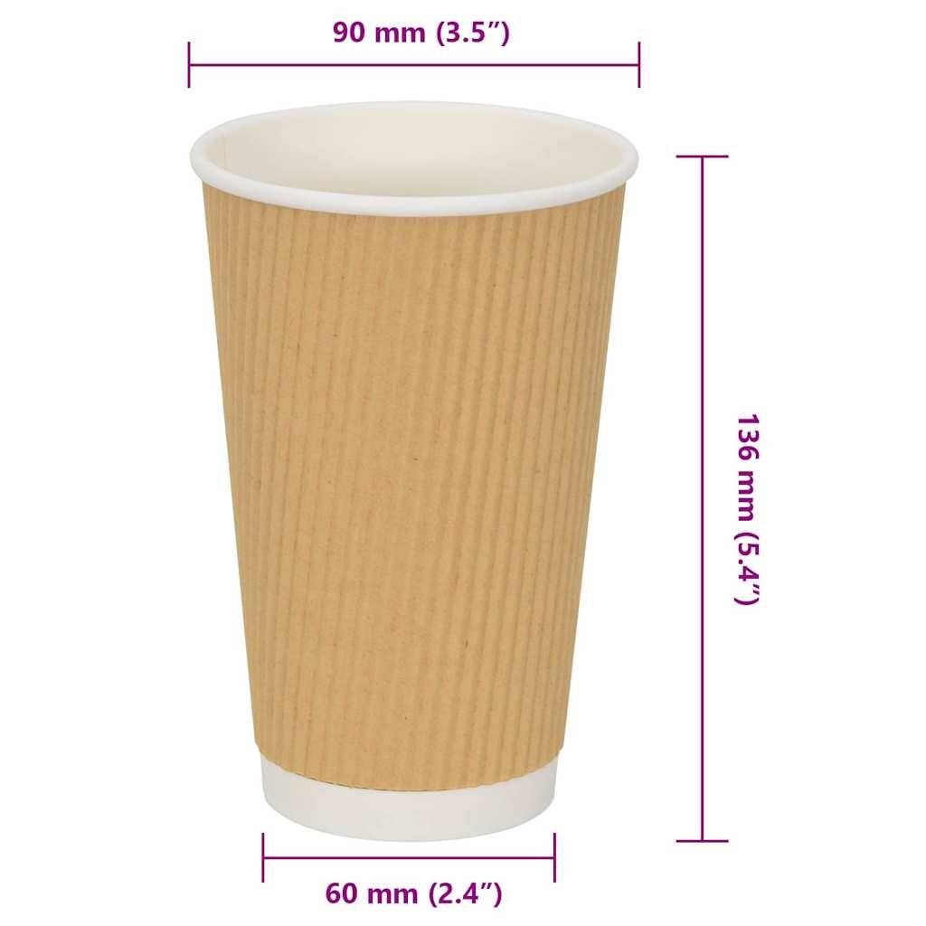 vidaXL Pappbecher 500 Stk. 16oz 400ml Braun