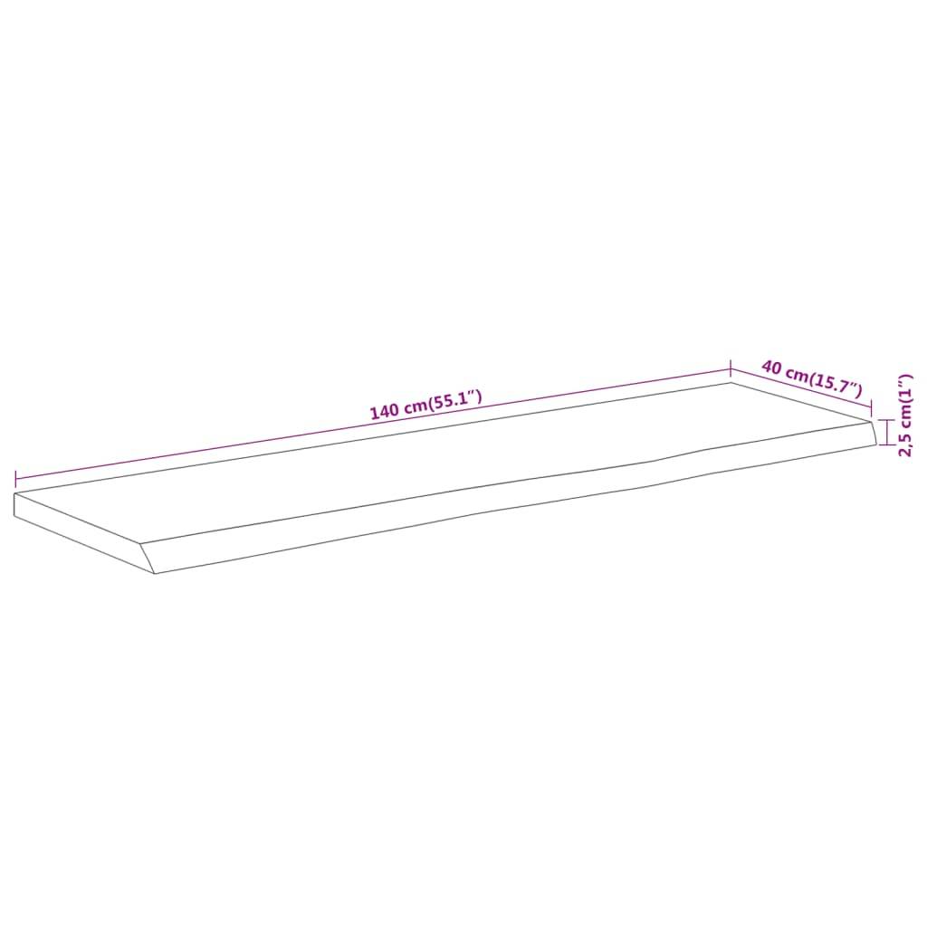 vidaXL Tischplatte 140x40x2,5cm Rechteckig Massivholz Akazie Baumkante