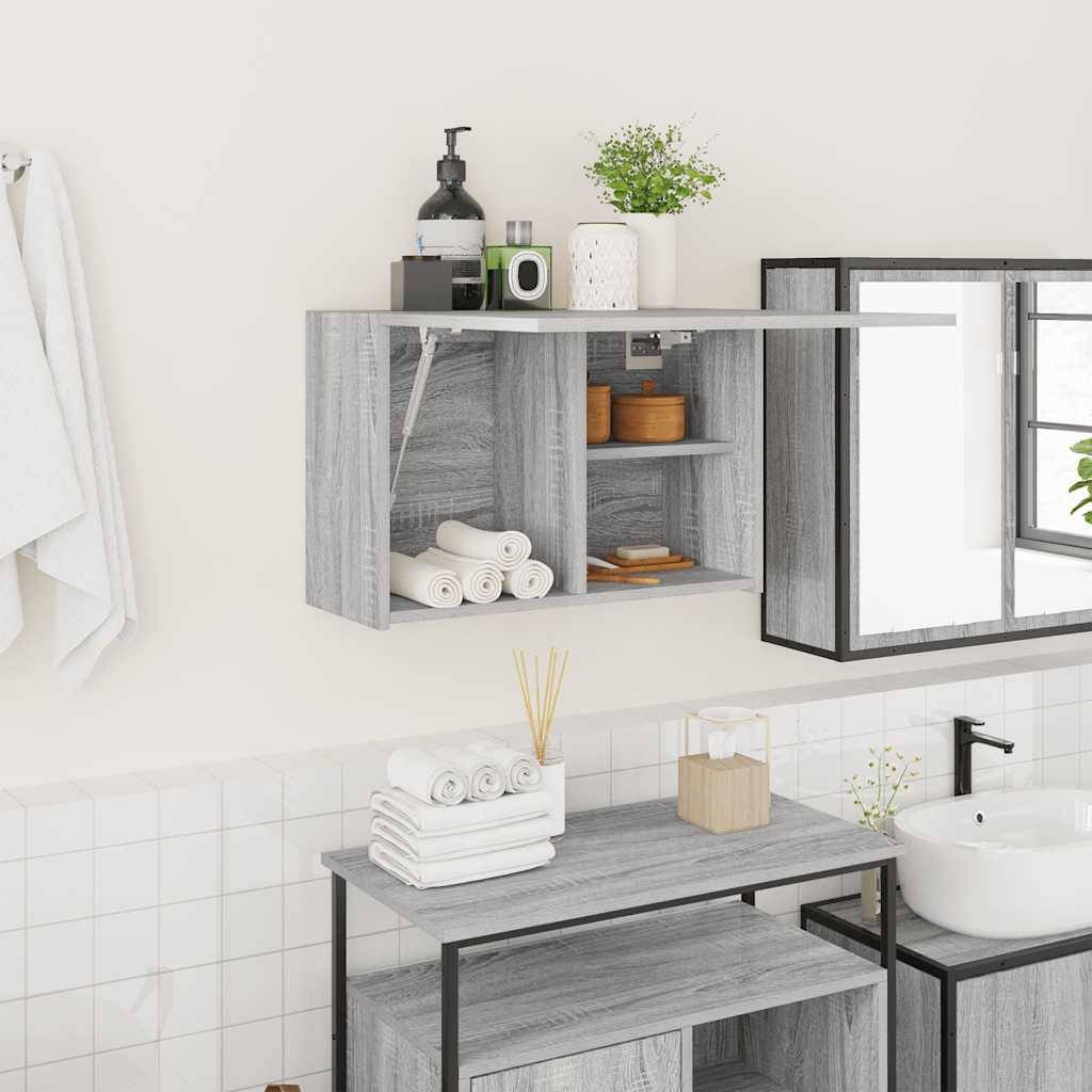 vidaXL Bad-Wandschrank Grau Sonoma 60x25x40 cm Holzwerkstoff