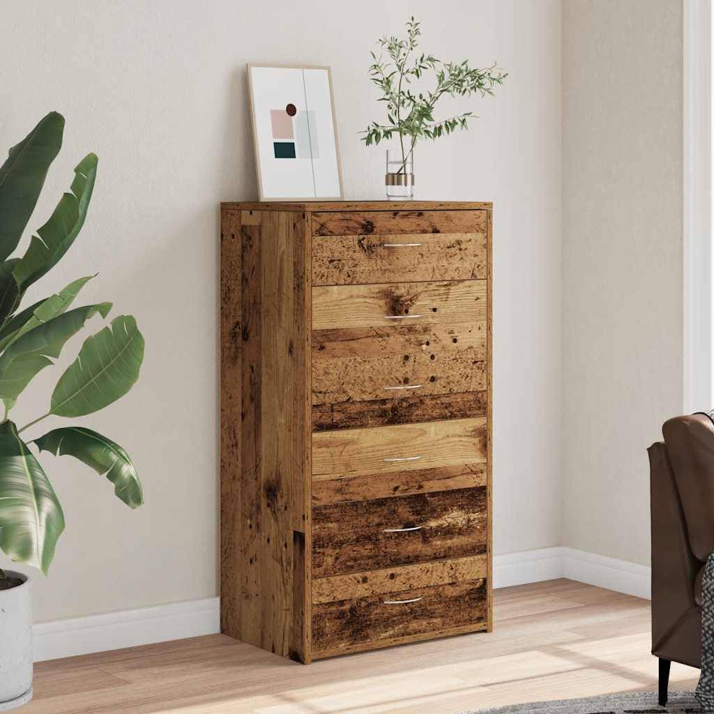 vidaXL Sideboard mit 6 Schubladen Altholz-Optik 50x34x96 cm