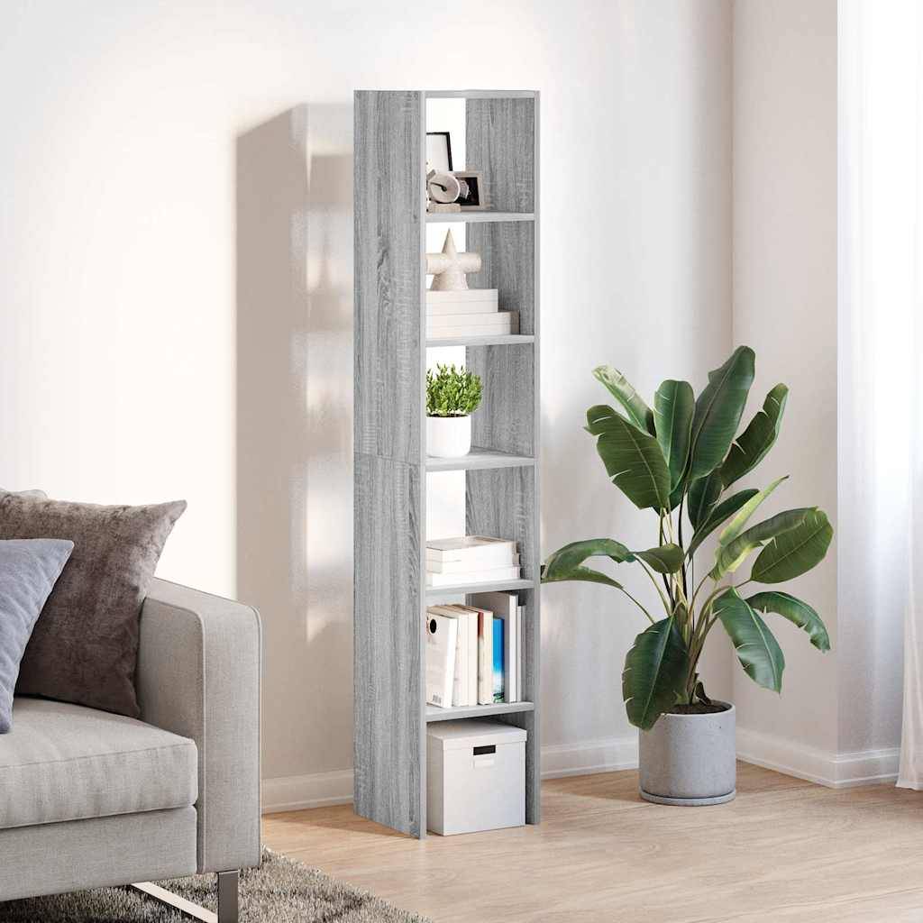 vidaXL Bücherregale 2 Stk. Stapelbar Grau Sonoma 30x30x80 cm