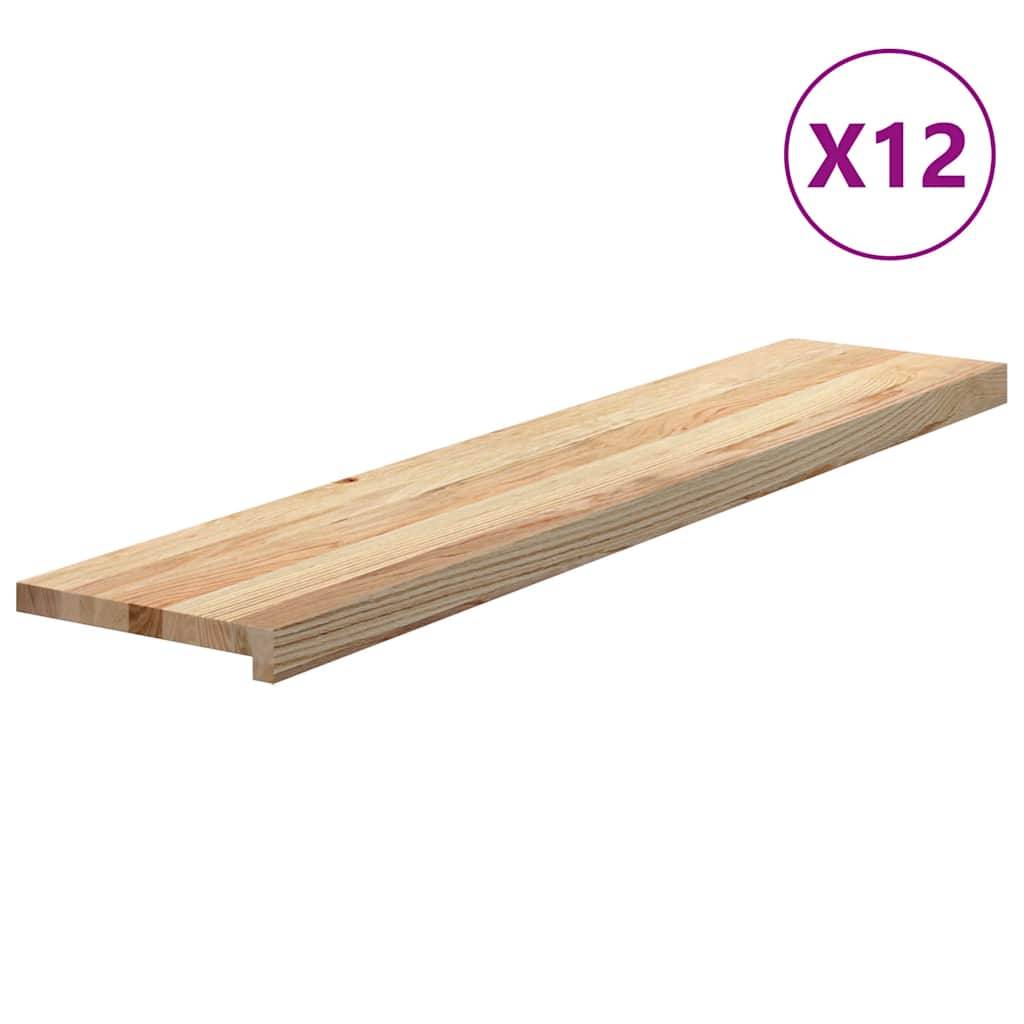 vidaXL Treppenstufen 12 Stk. Unbehandelt 120x30x2 cm Massivholz Eiche
