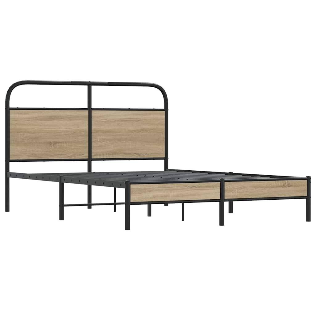 vidaXL Bettgestell ohne Matratze 120x190 cm Räuchereiche Holzwerkstoff